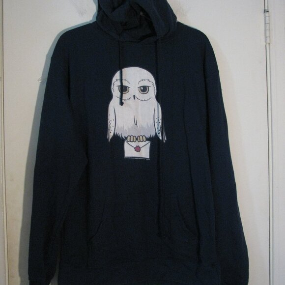 * Delta Fleece Hoodie Sweatshirt 2XL Plus Size Owl Harry Potter Blue Like New - Picture 1 of 5
